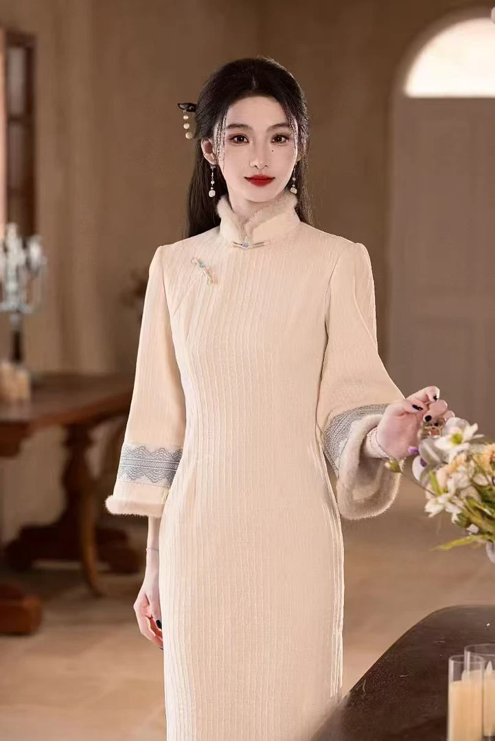 年轻款冬款加绒『温如玉』旗袍