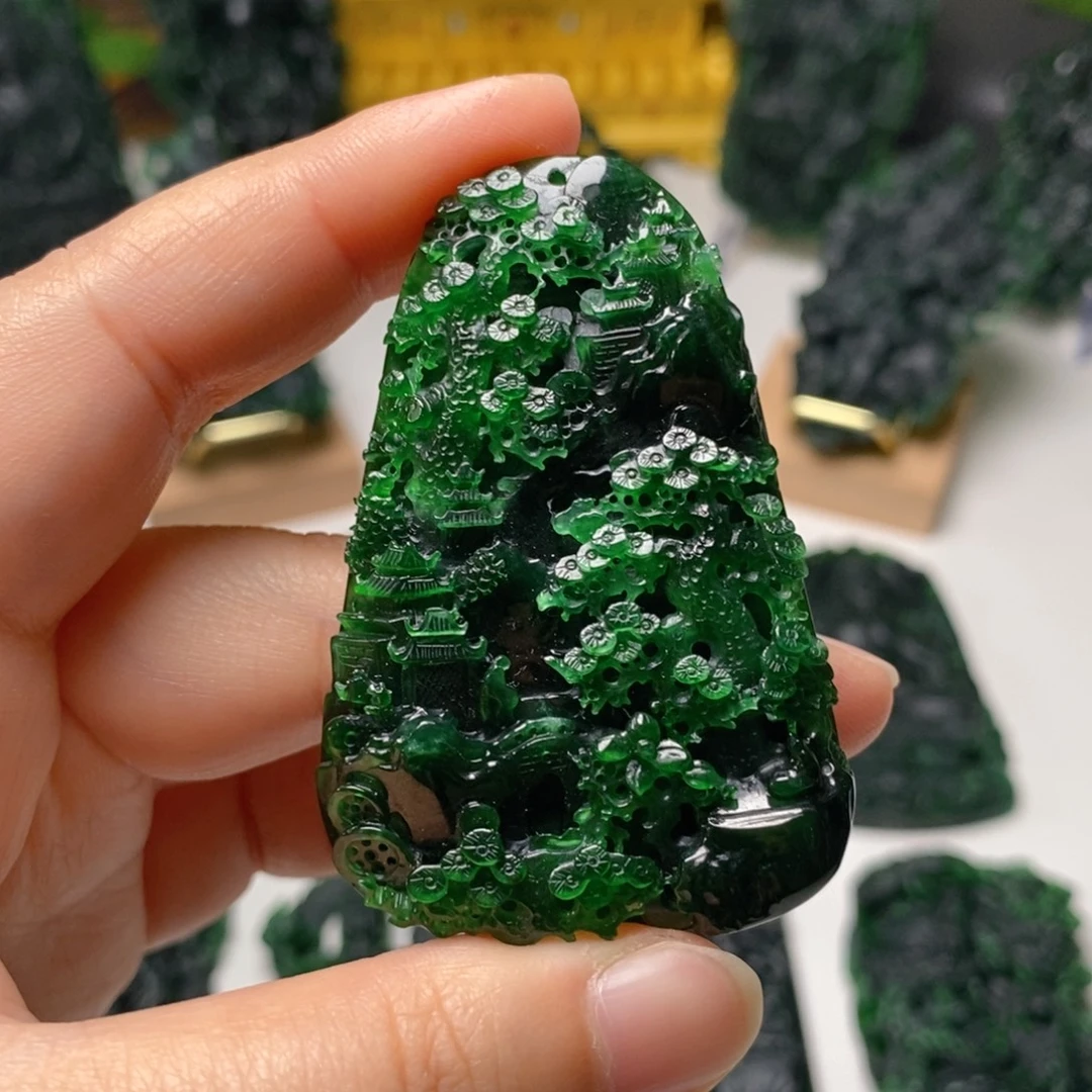 未镶嵌定制翡翠山水