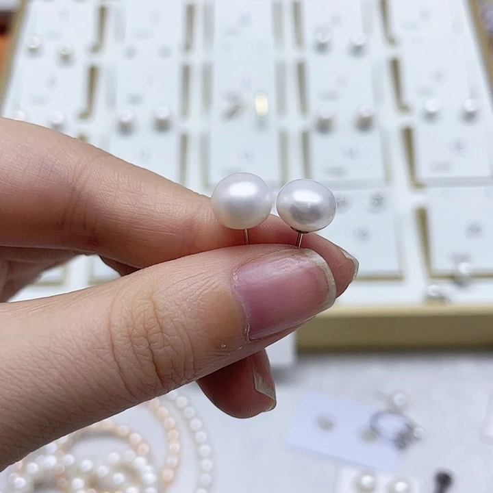 淡水珍珠耳饰银S925镶嵌木*树