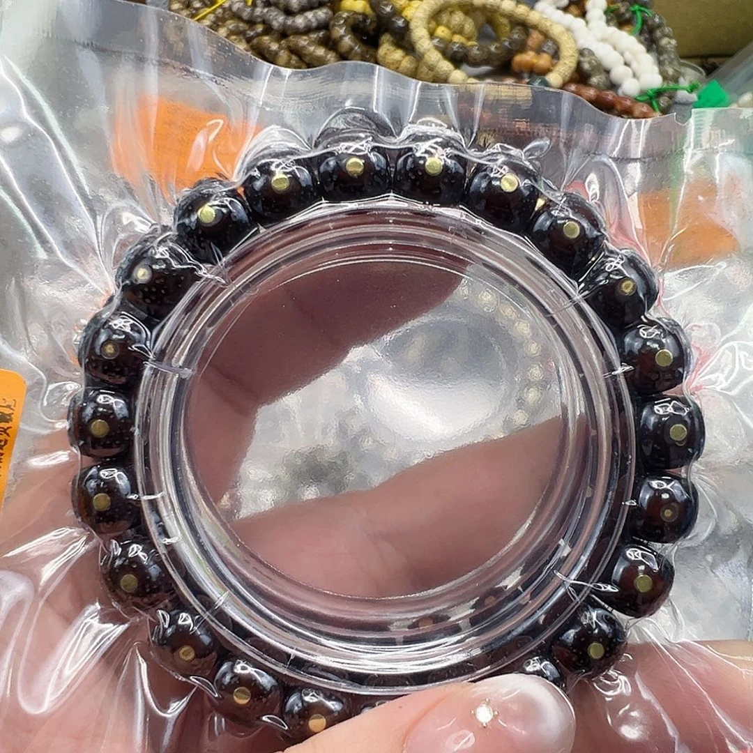 手串星月菩提53殿堂黑金玉华星月菩提单圈10桶镶嵌