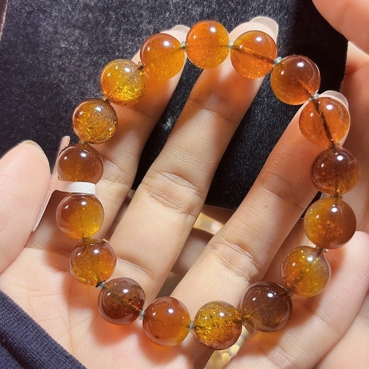 蓝珀未镶嵌珠宝奇石墨西哥红蓝金沙手串11