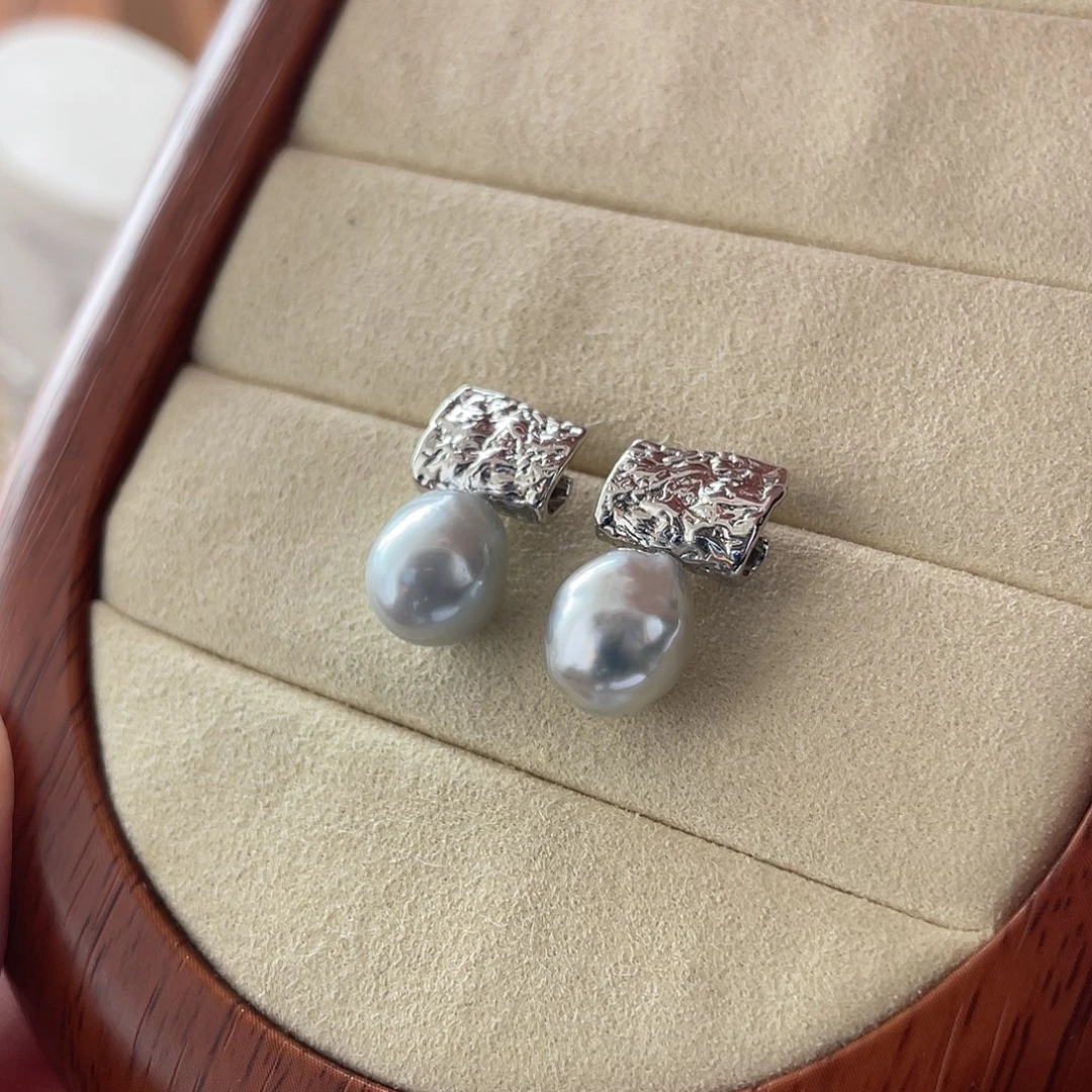 耳饰银S925镶嵌海水珍珠