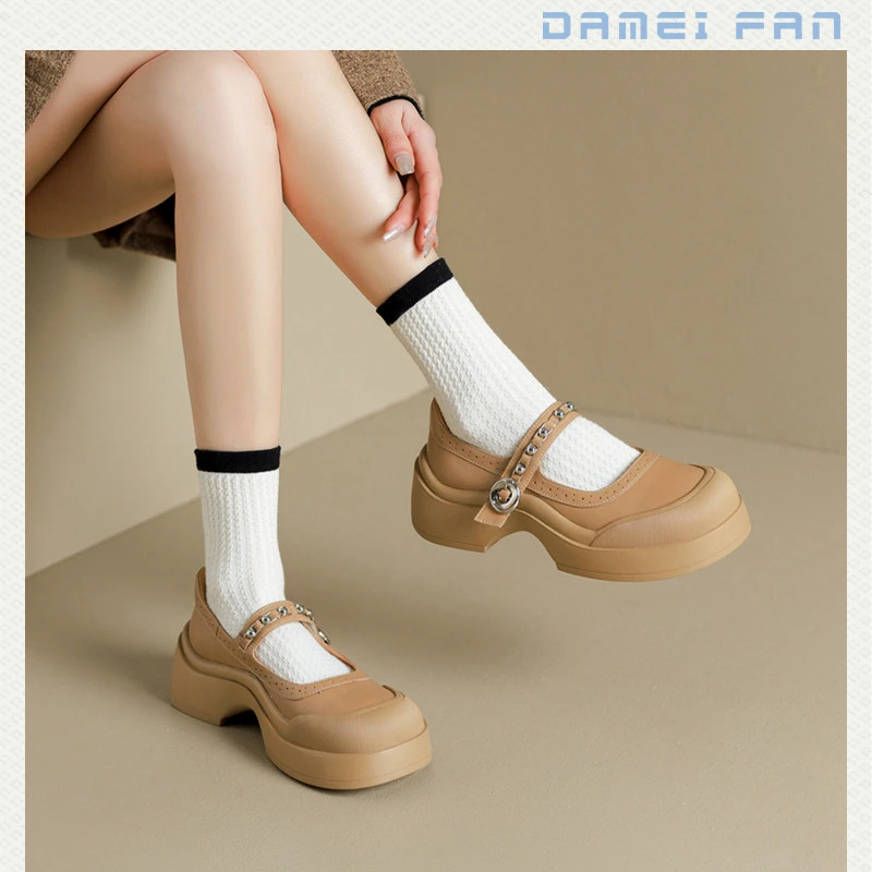 真皮厚底玛丽珍鞋女单鞋女款2025年新款春季女鞋工作鞋春款鞋子女