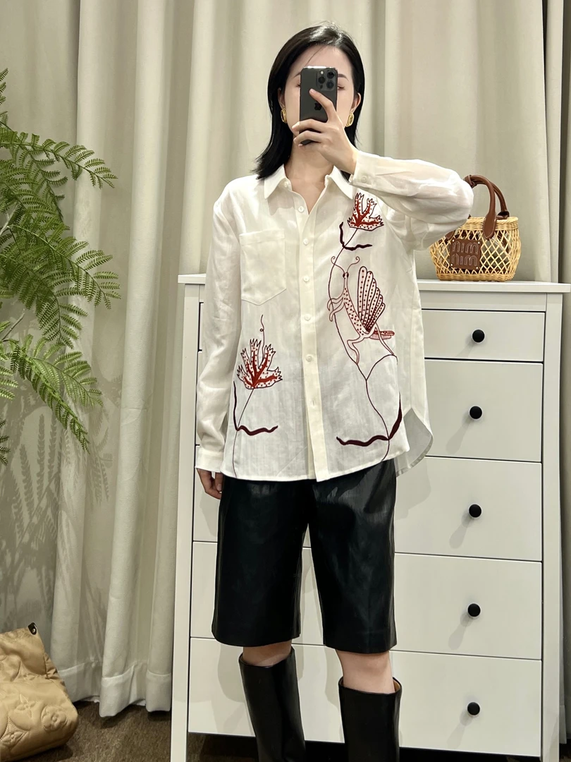 【深圳丽姐-Laura】小众设计天丝亚麻刺绣衬衣