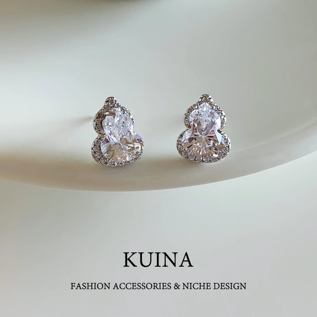 合金耳饰 爆闪葫芦耳钉轻奢高级感气质独特优雅针耳环旺财耳饰