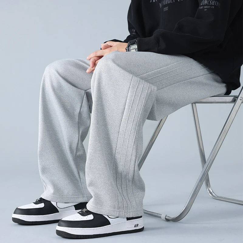 玛斯柏美式复古裤子男士春秋季显高垂感百搭帅气简约纯色休闲长裤