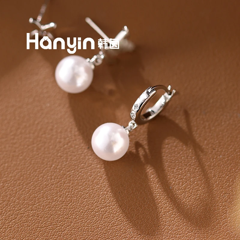 铜合金仿珍珠耳饰 三件套！925银针字母四叶草圆珠耳钉三个装AAA