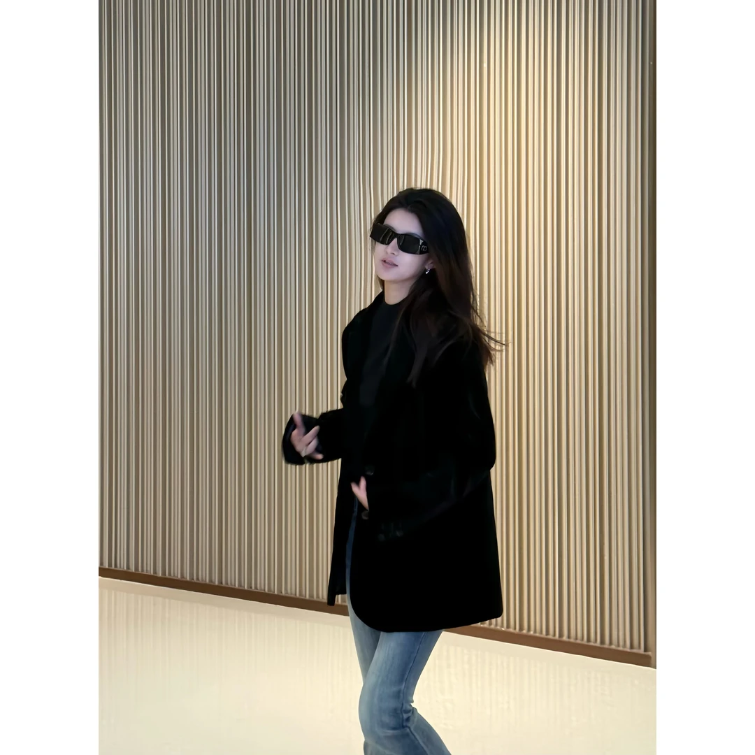 小众设计 买手店黑丝绒西装外套 经典西装显瘦显气质