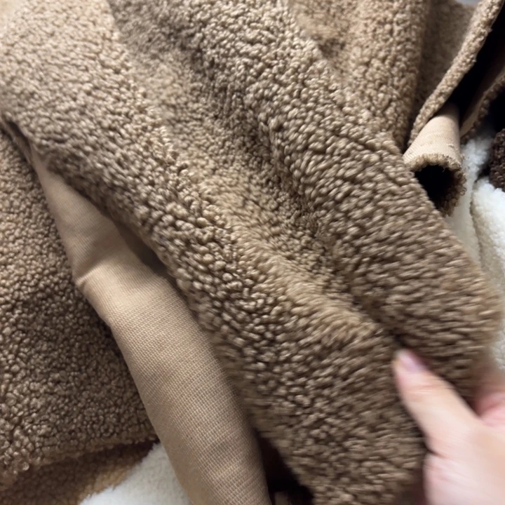 混纺咖色环保羊羔毛1米