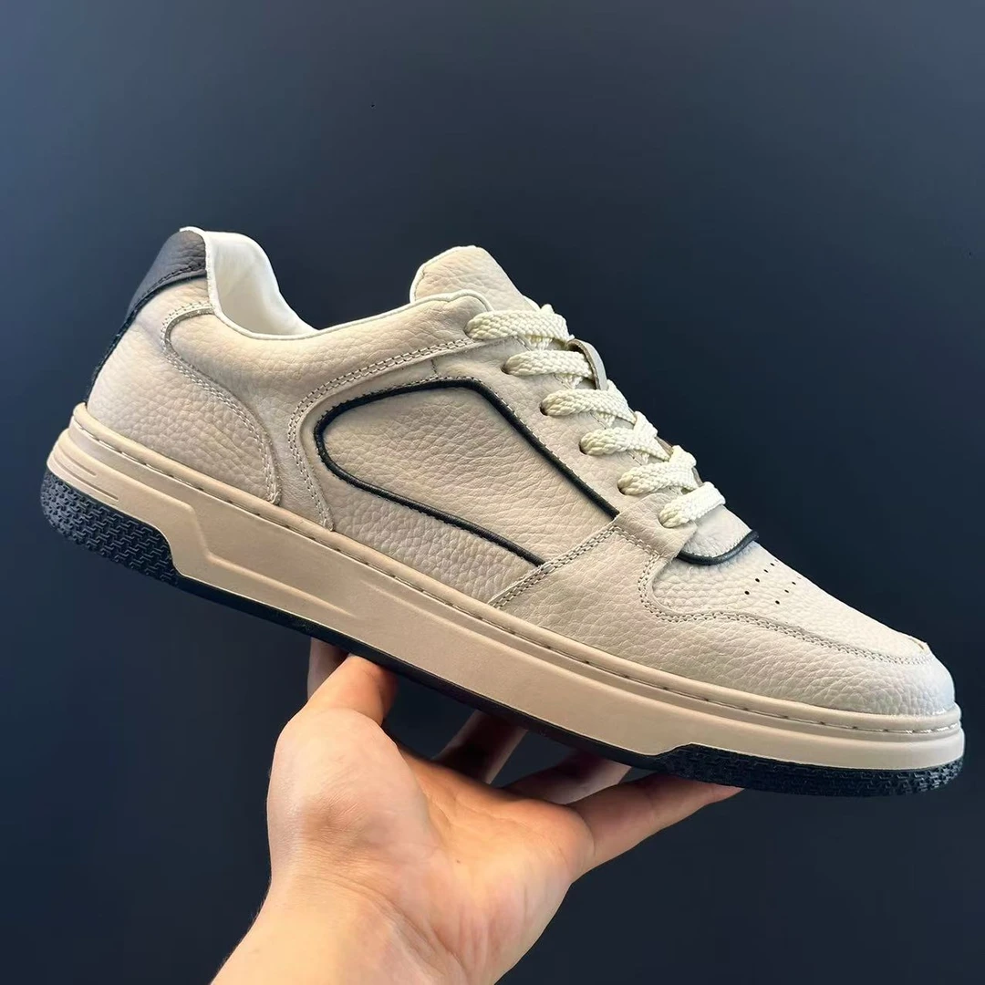 不打孔【头层牛皮】夏季透气真皮商务休闲打孔软底百搭男983