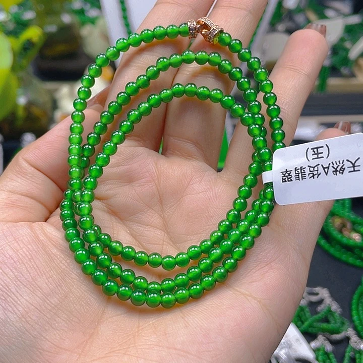 翡翠未镶嵌颈饰天然A货翡翠高冰阳绿4