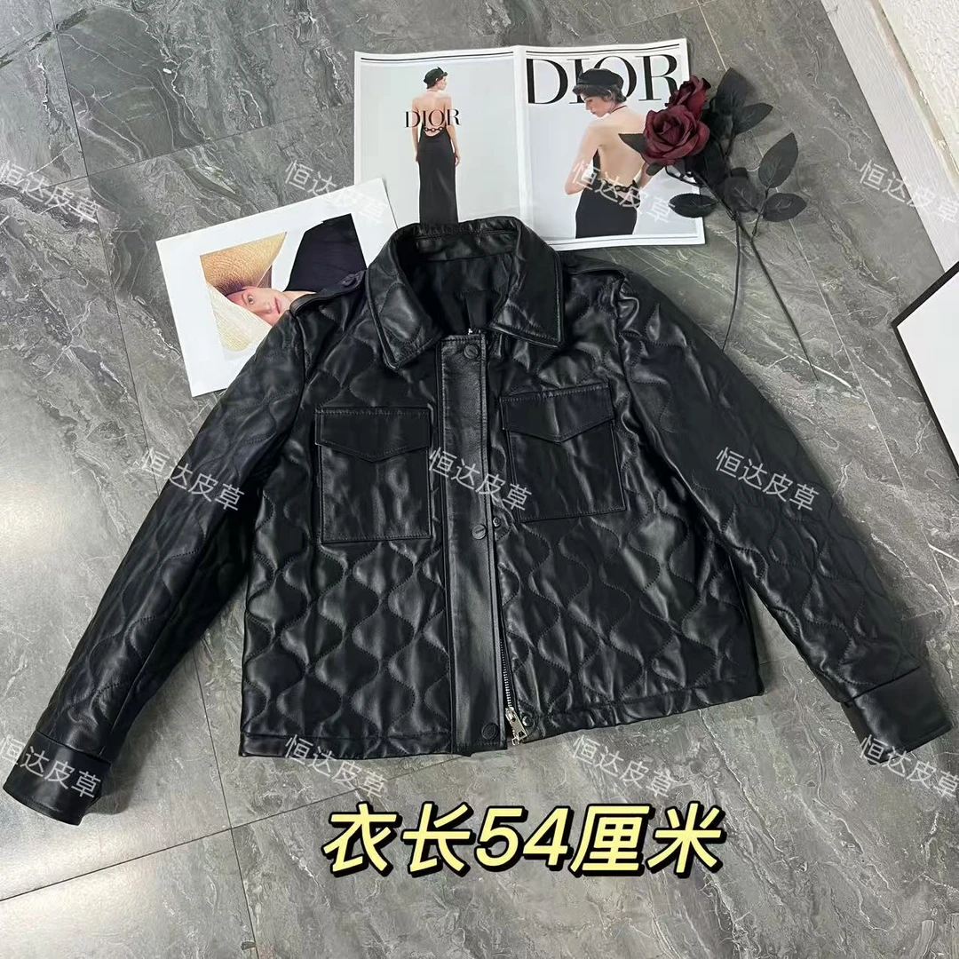 【经过】女士秋季新款时尚加棉真皮绵羊皮外套