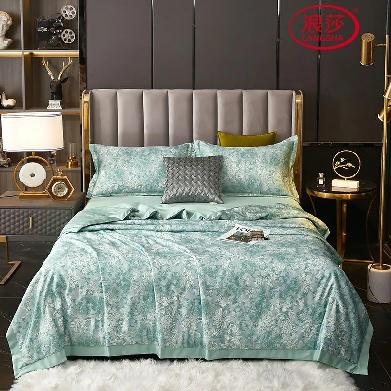 LangSha/浪莎夏凉被四件套活性印花可机洗丝滑薄款轻奢凉感空调被
