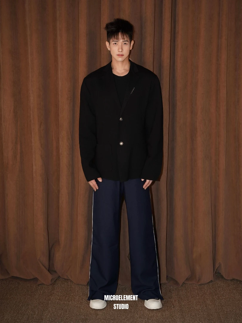 WorldCity系列 1000克重磅重工高档精纺羊毛针织西装外套