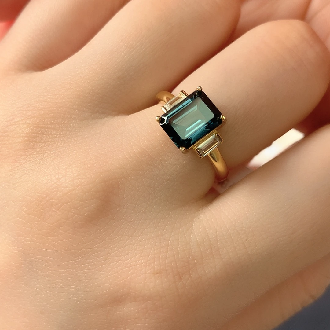 戒指银S925镶嵌托帕石19-6