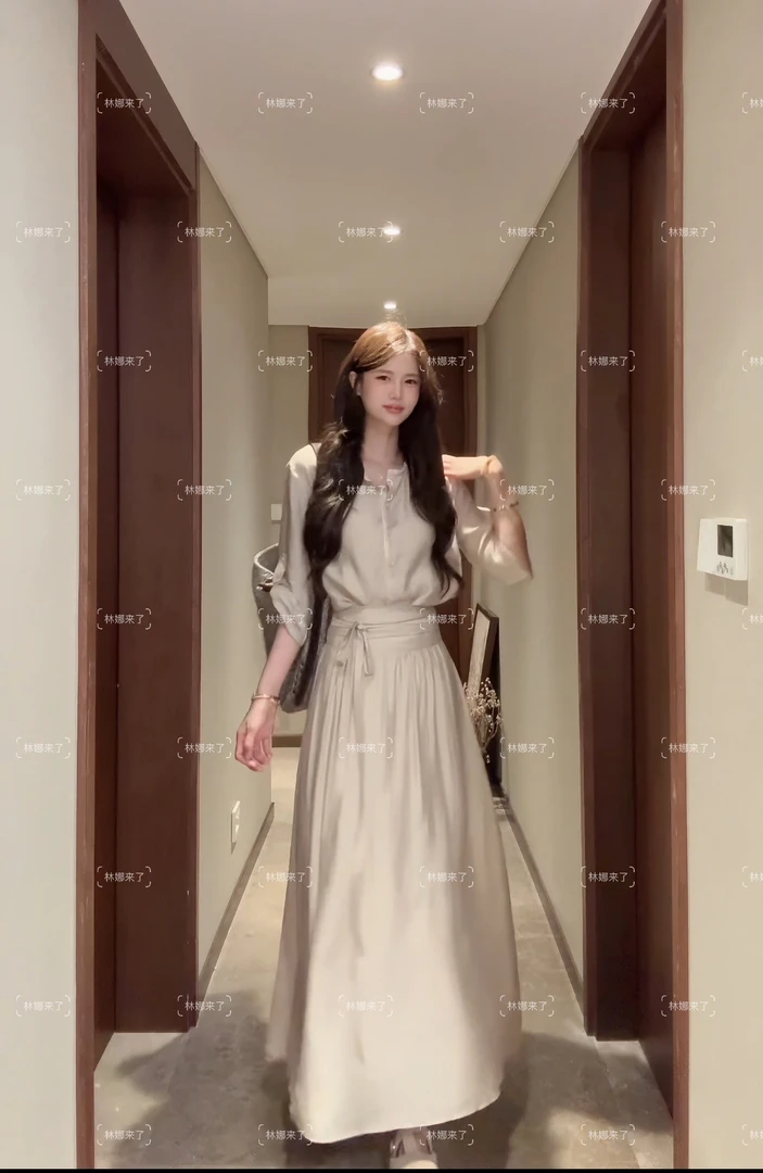 禅意茶歇风套装时尚简约衬衫连衣裙套装