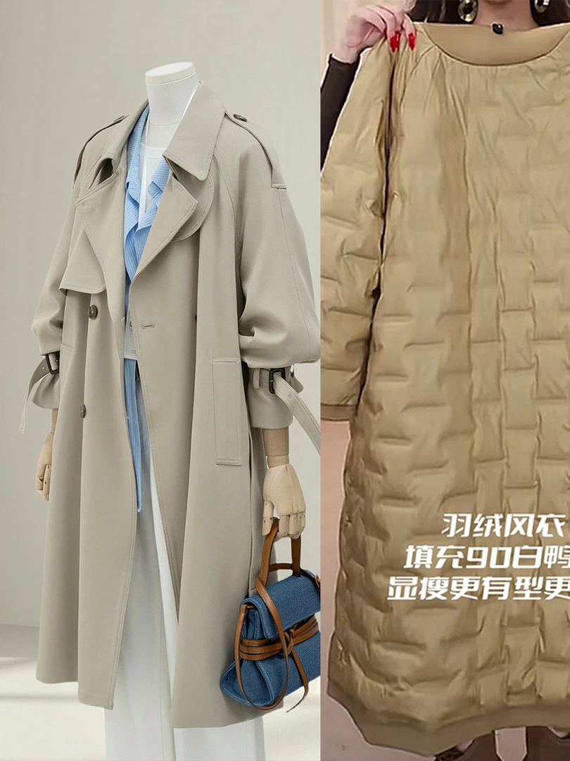 灰色小个子羽绒服大衣女中长款冬季高级感正流行时尚保暖风衣外套