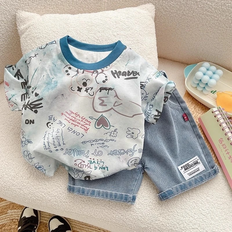 纯棉儿童新款T恤卡通男女童短袖宽松宝宝潮款半袖上衣洋气夏装