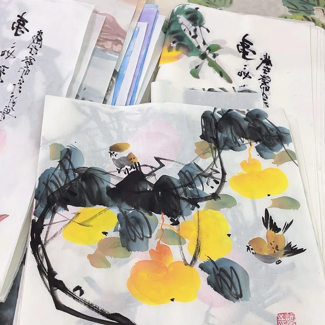 国画纯手绘山水书法花鸟