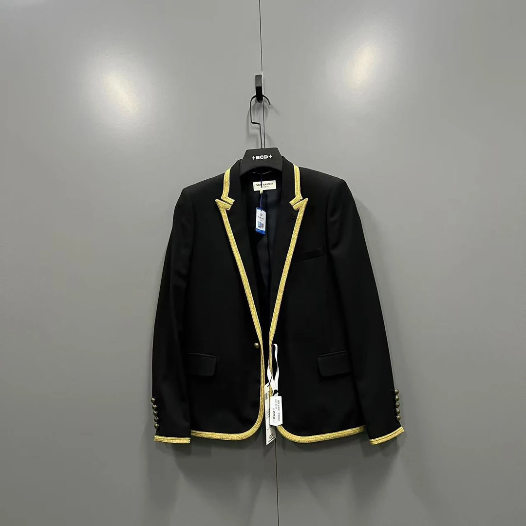 99新 YSL/圣罗兰 zz8 金线刺绣宫廷西服 38码/019408