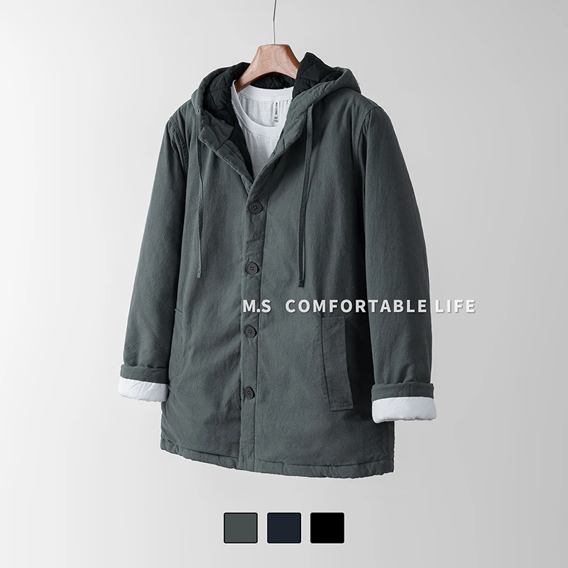 2025冬季连帽加厚保暖中国风男装棉衣外套休闲棉服宽松加厚外套男