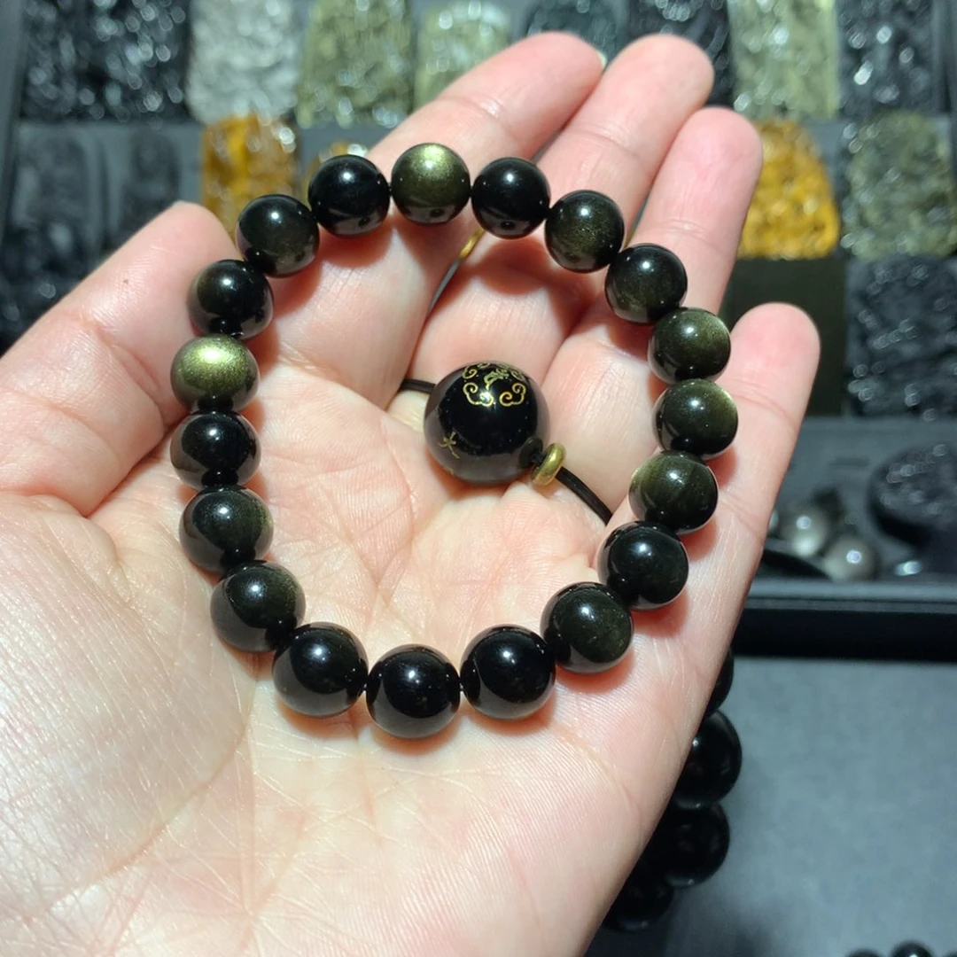 黑曜岩手串未镶嵌时***温