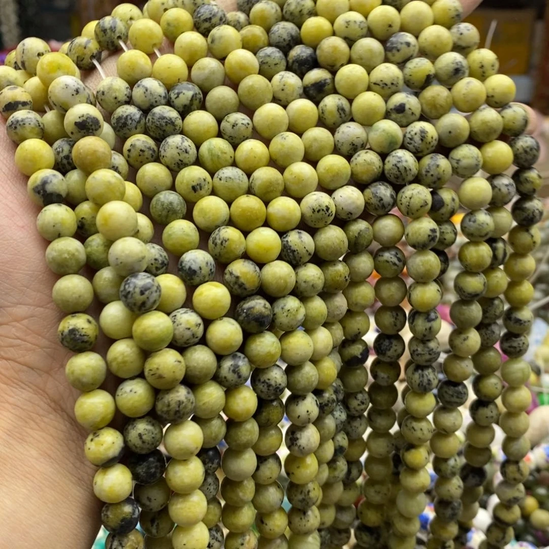 玛瑙/玉髓未镶嵌珠宝半成品一条天然8mm菜花玉L183