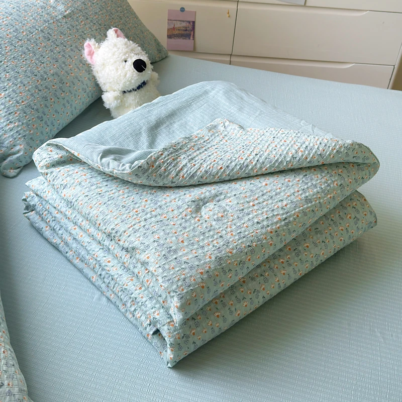 【爆款夏凉被四件套】100%A类云纱棉双层纱床单彩竺棉单夏被可机洗