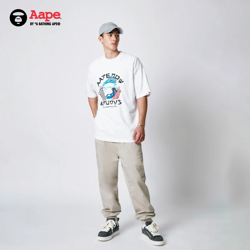Aape旗舰店男装25春夏字母图案印花休闲潮流短袖T恤1637XXO