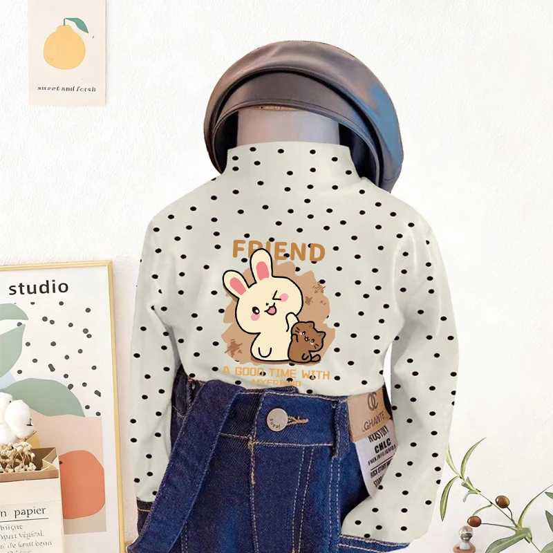 女童秋冬德绒童装儿童中大童洋气波点时尚长袖圆领T恤内搭上衣潮