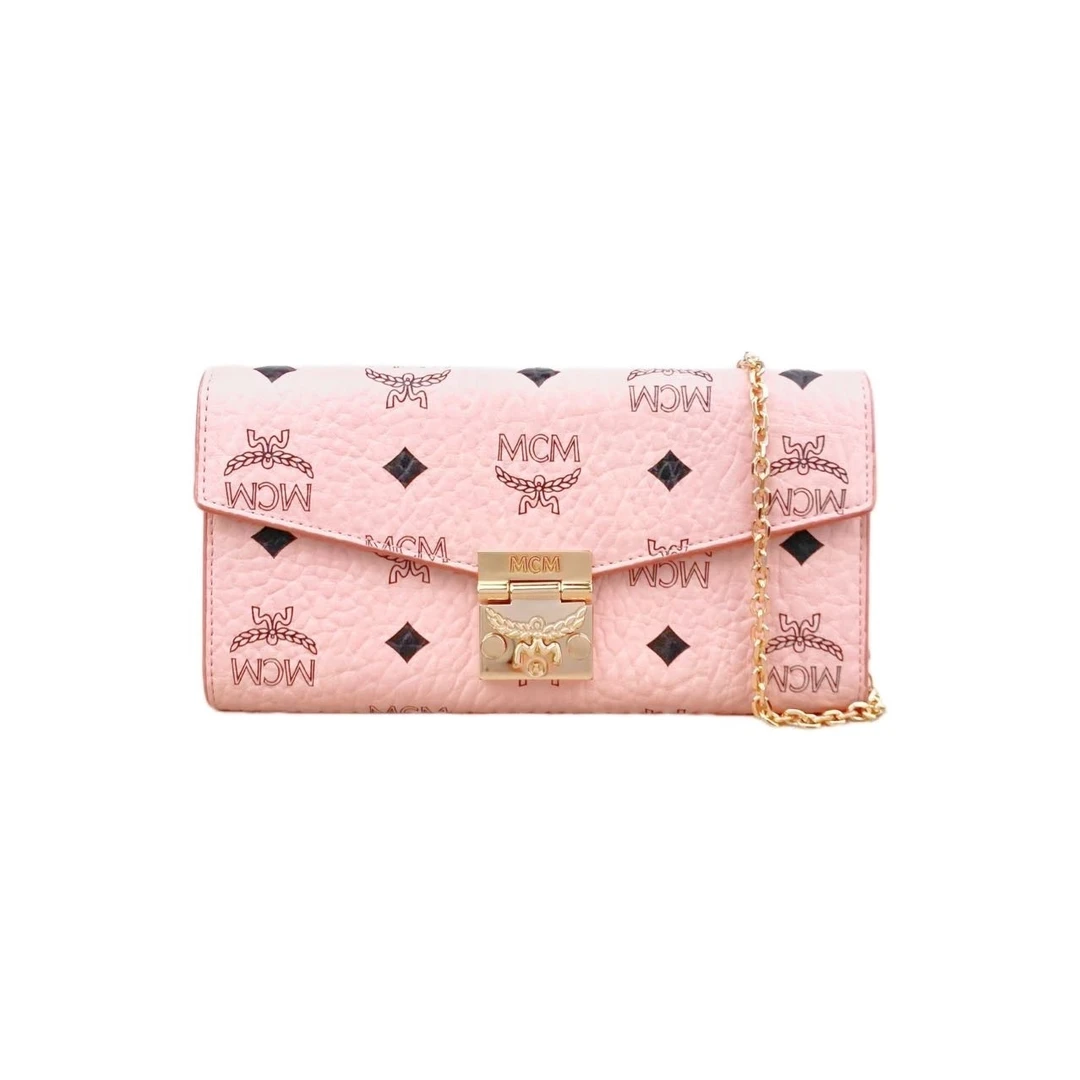 99新 MCM 粉色链条包