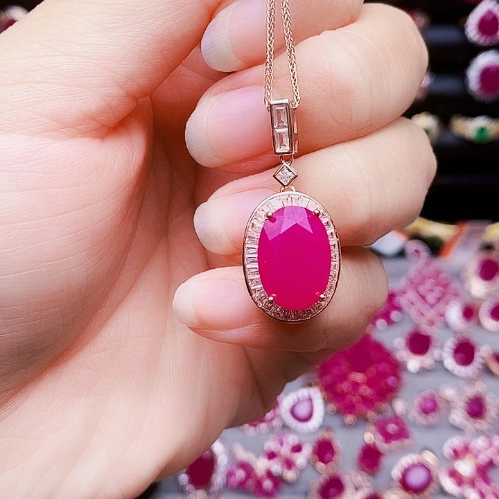 颈饰银S925镶嵌红宝石