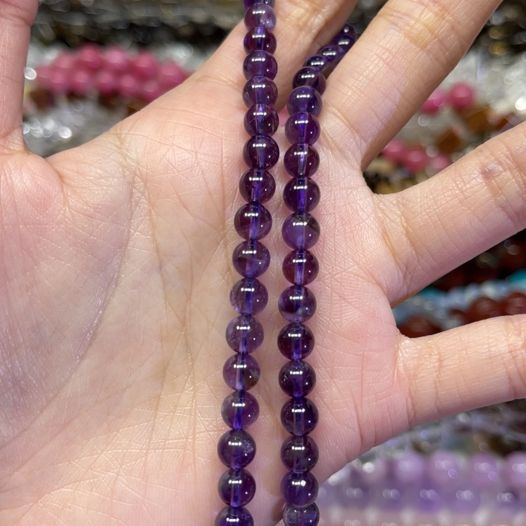 玛瑙/玉髓散珠天然紫水晶卡6长条38厘米