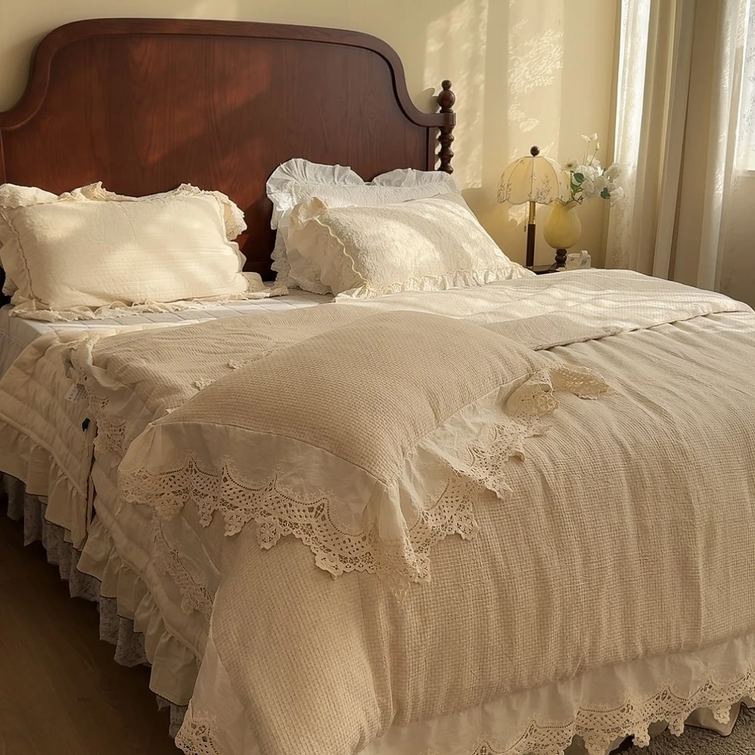 棉麻晚风加大四件套本色