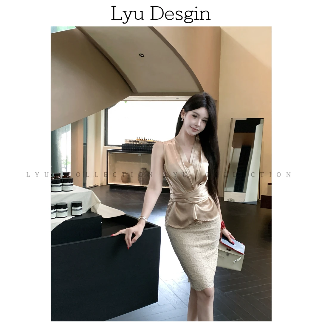 LYU【缎光琉璃】流光缎感绑带气质显瘦上衣079