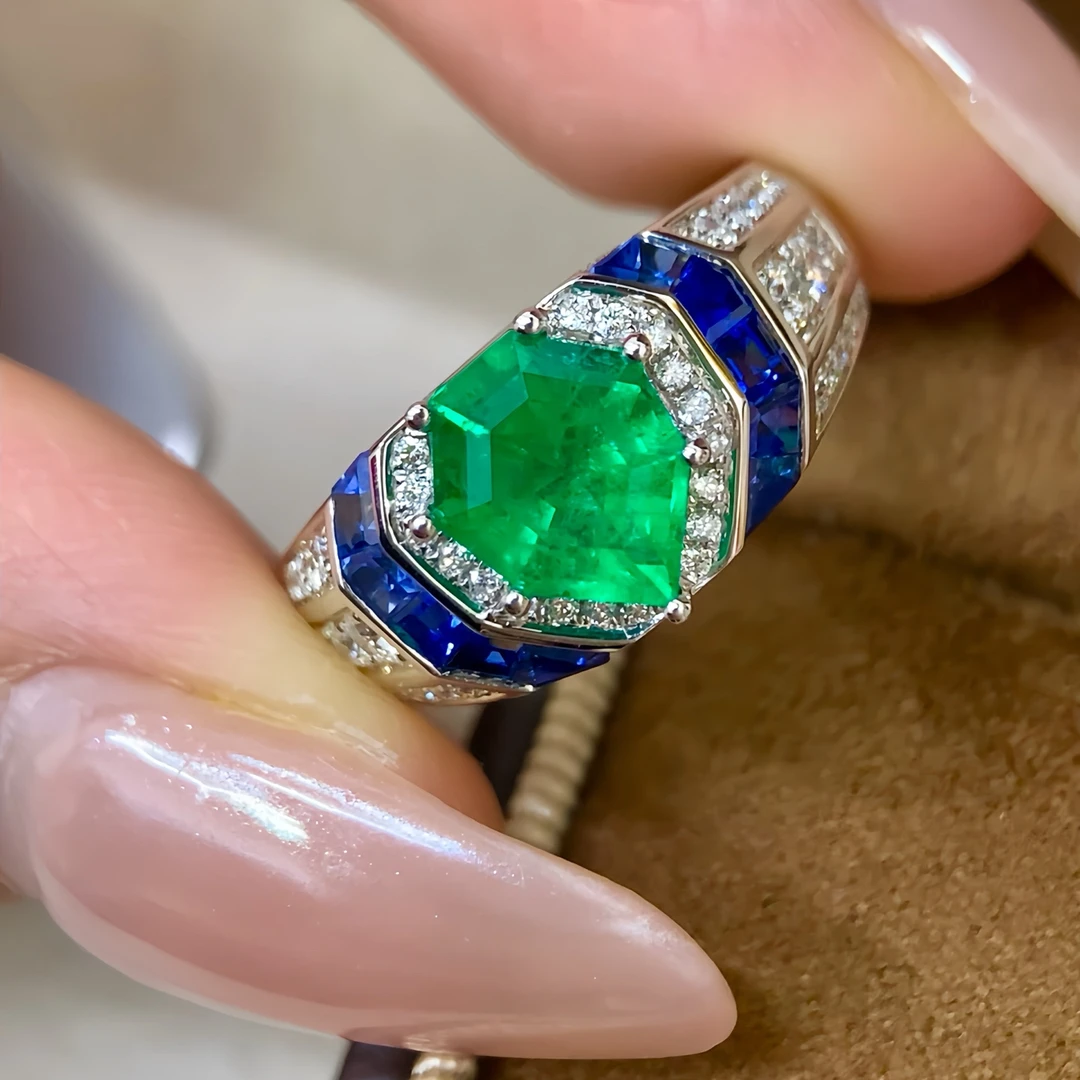 祖母绿戒指/1.39ct天然AFH沃顿祖母绿18K金钻石附GUILD证#GH