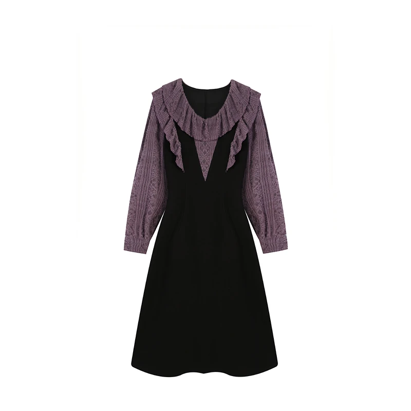 【巴黎夜梦】微胖大码裙子显瘦中长款假两件拼接胖妹连衣裙ZL54082