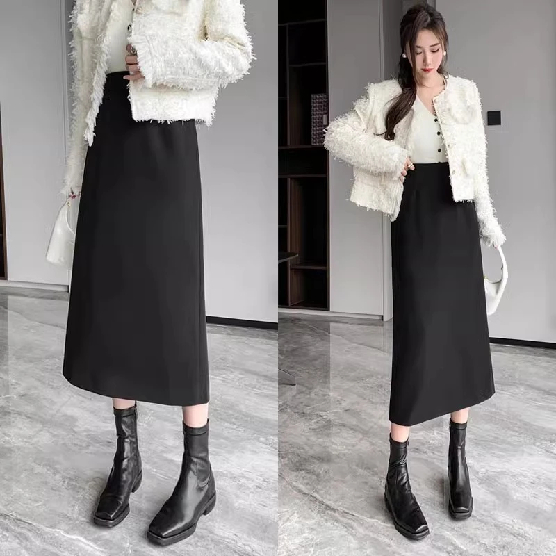 【升级版】春季新款西装面料半身裙#082  裙长78cm