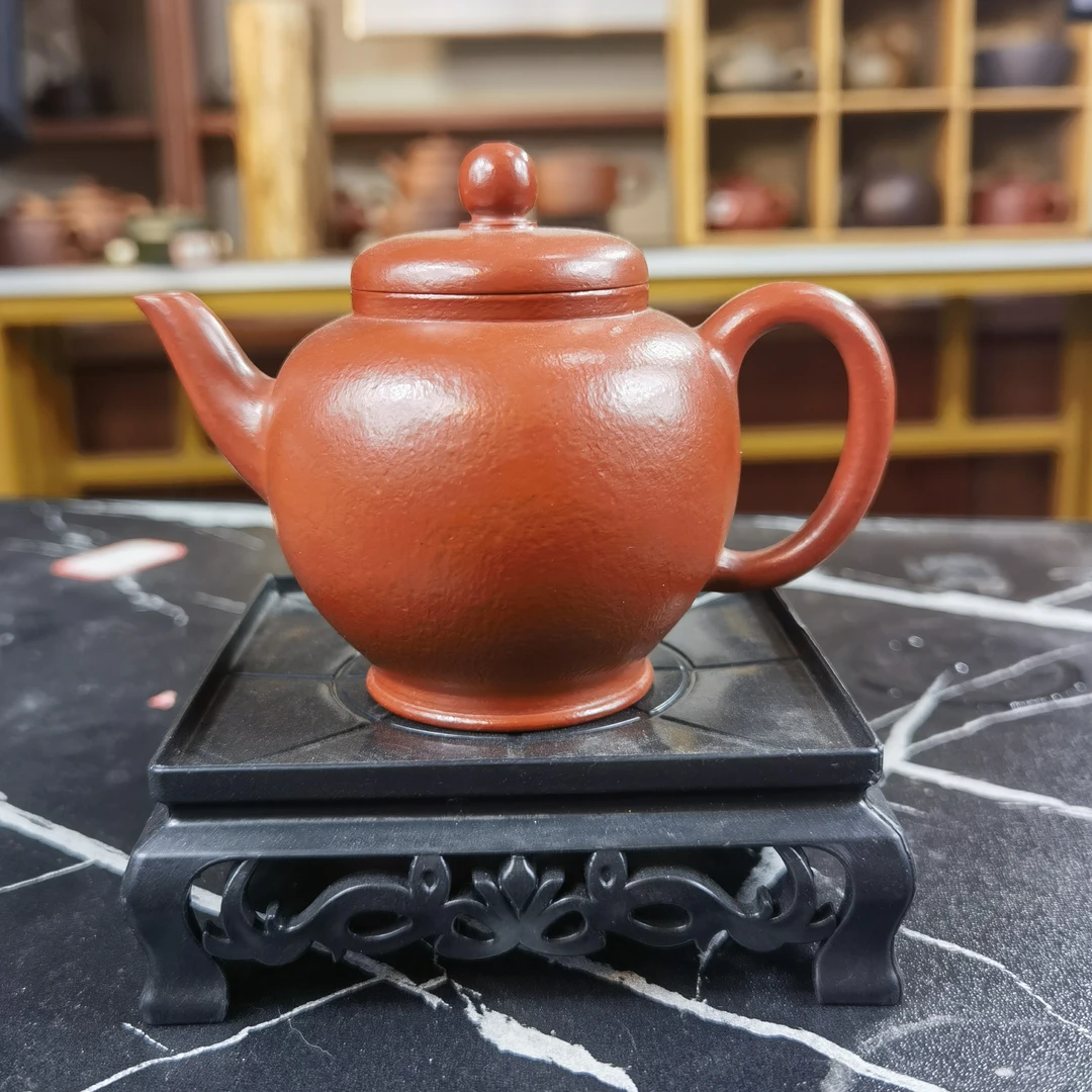 全手工朱泥130cc宫灯紫砂壶