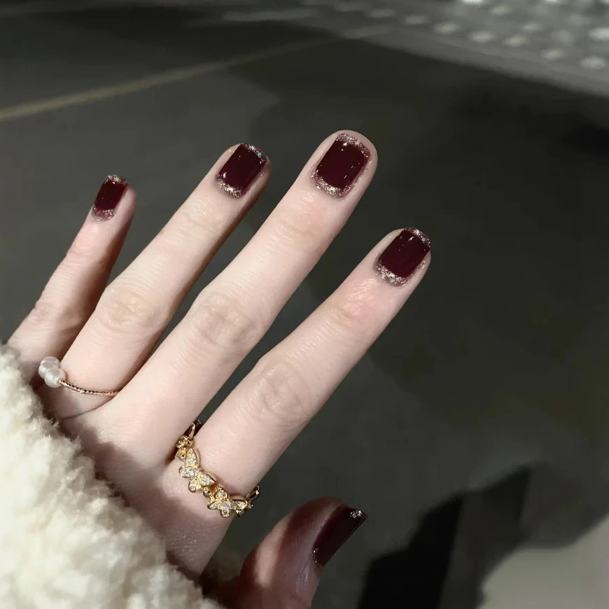 【15mm短甲型】24D照灯变硬半固化UV凝胶美甲贴纸成品指甲贴女防水