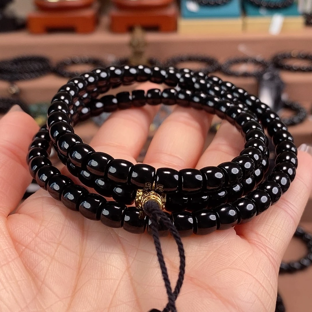 和田玉未镶嵌手链7又黑又细