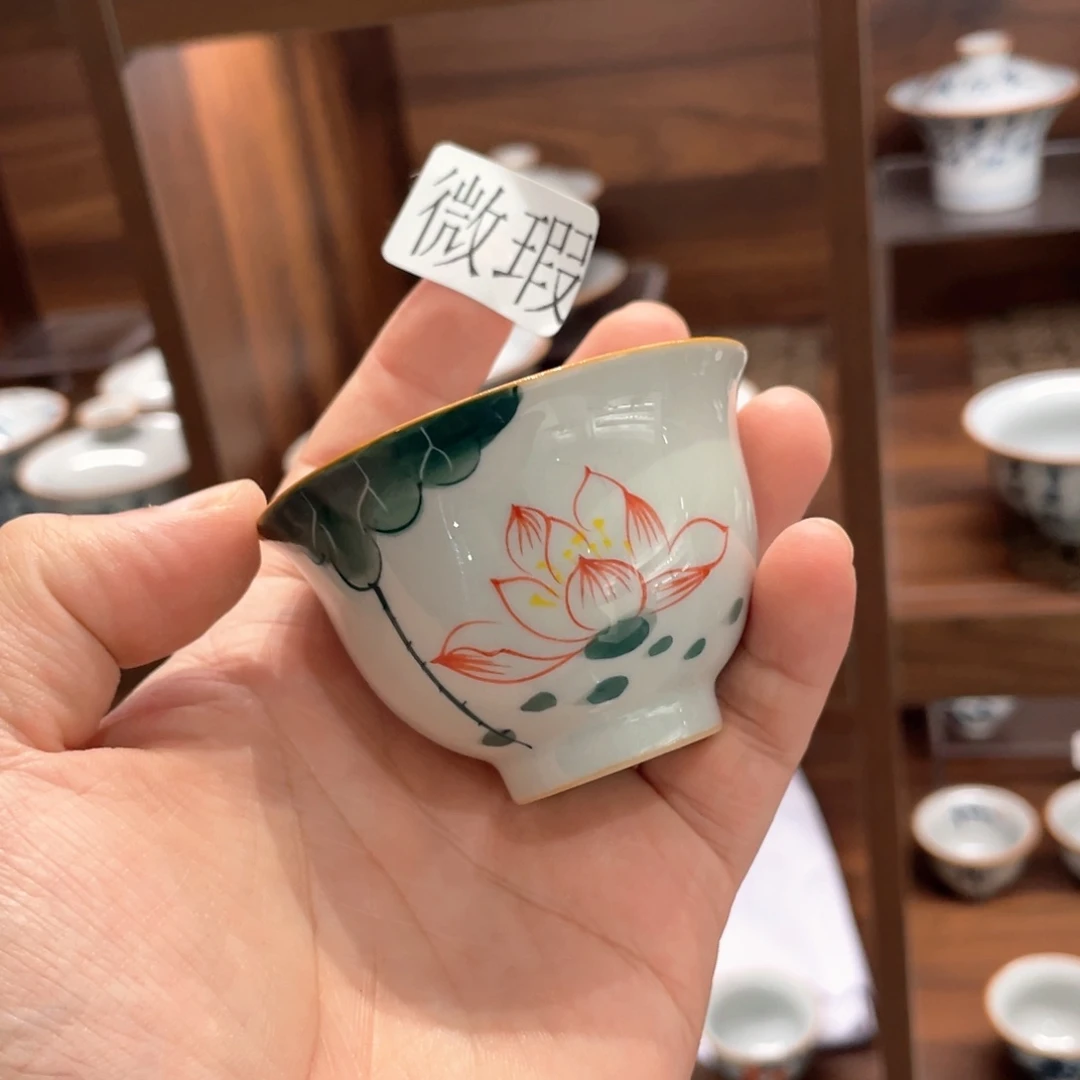 釉下手绘茶具微瑕
