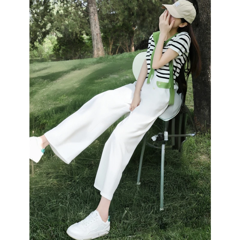 春7LIK182#夏女八分裤橡筋松紧腰防走光有内衬垂感凉感阔腿秋