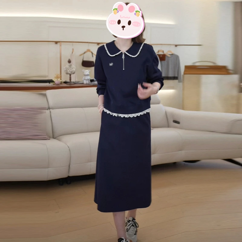 娃娃领减龄百搭通勤时尚套装女2025秋季上衣半身裙休闲简约两件套