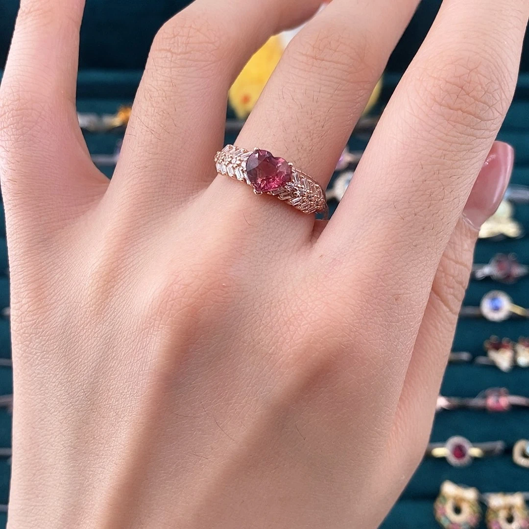 银S925镶嵌戒指碧玺戒指