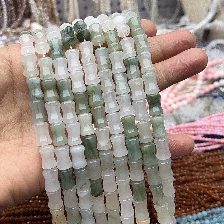 玛瑙/玉髓未镶嵌珠宝半成品一条8/12mm左右天山翠竹节