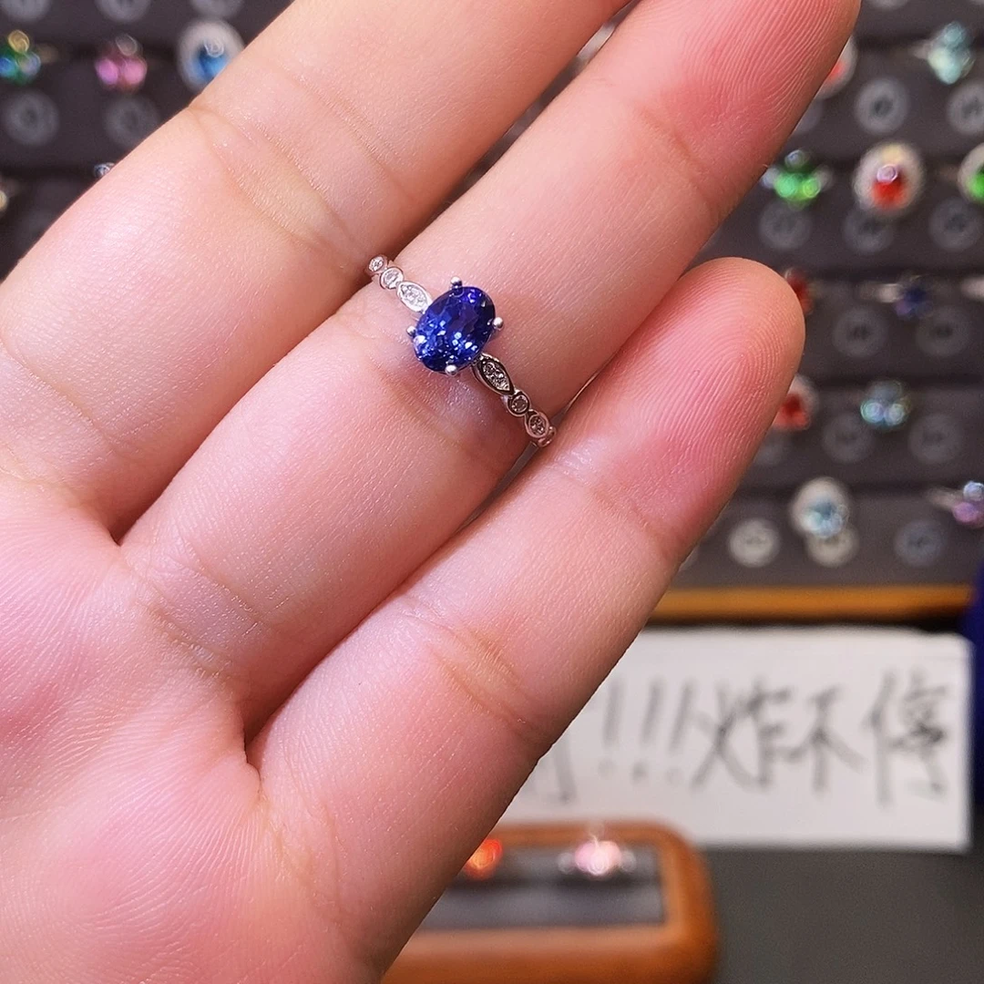 戒指银S925镶嵌蓝宝石