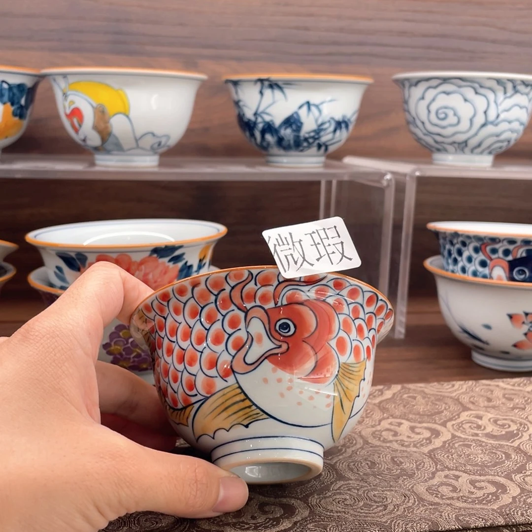 釉下手绘茶具微瑕