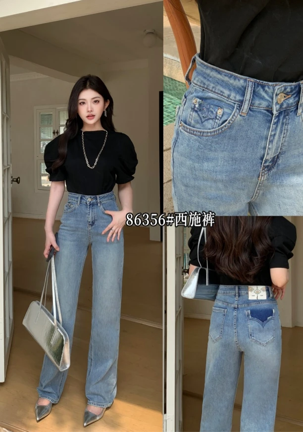 【芸姐】86356欧货设计师款窄版直筒裤