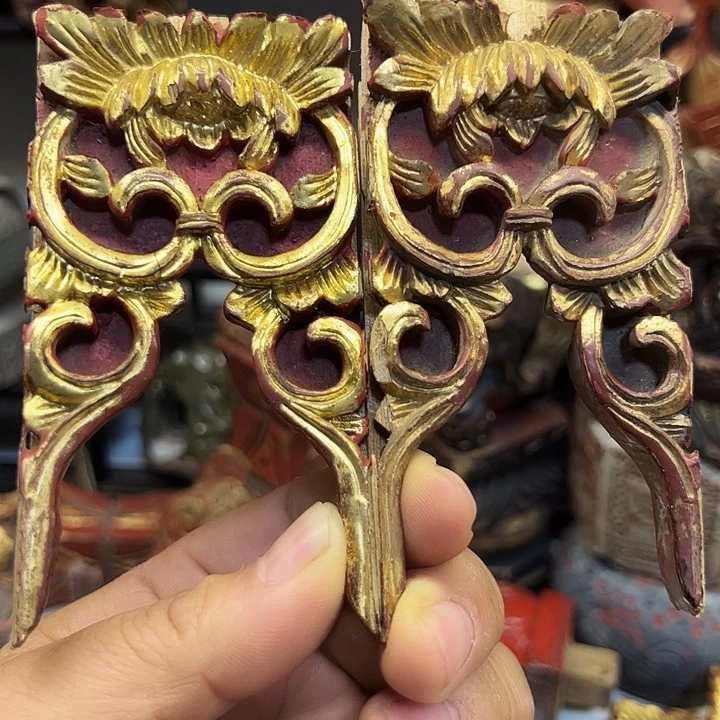 木（非红木类）木****风木雕一对花卉